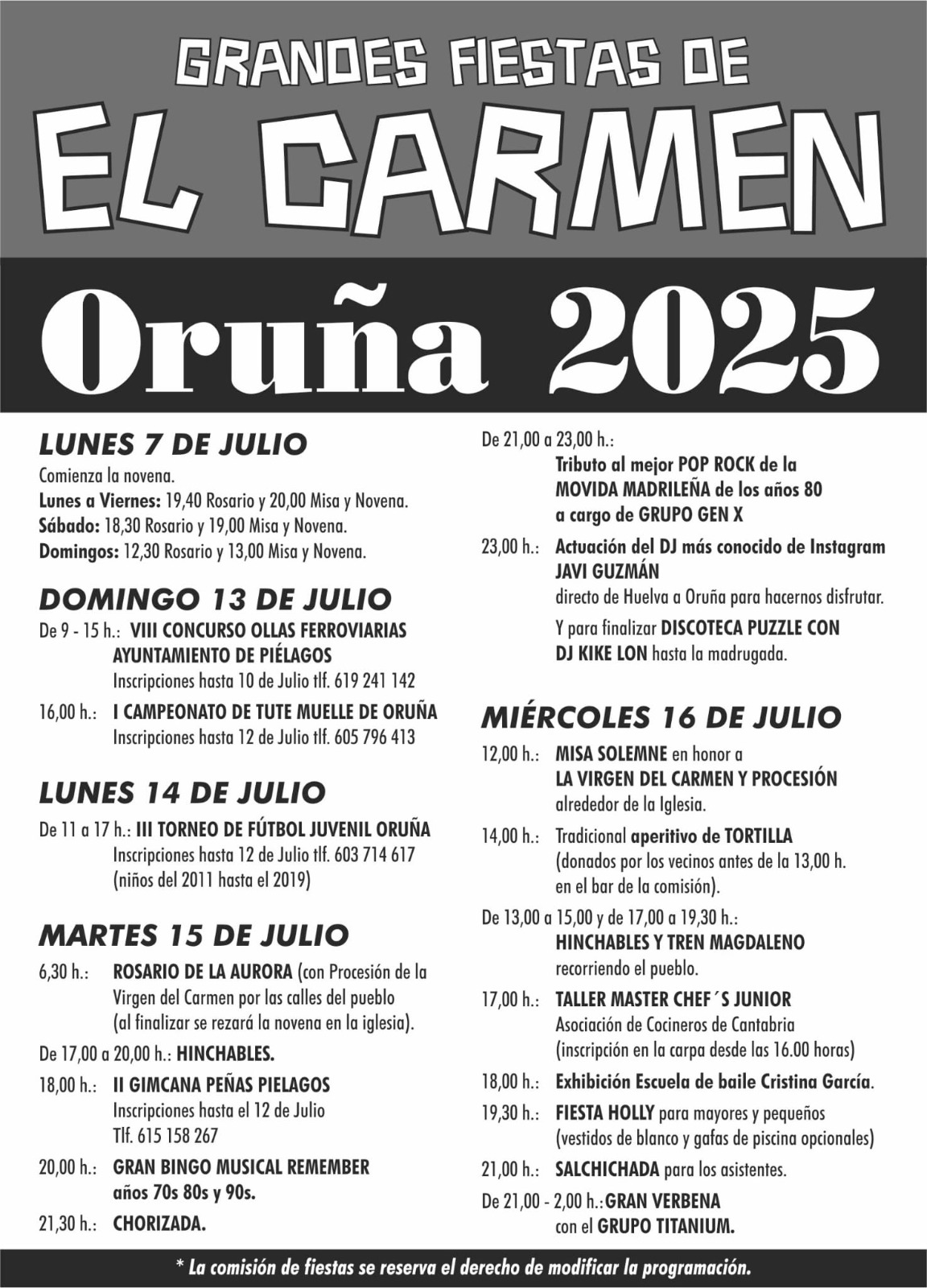 Fiestas El Carmen de Oruña