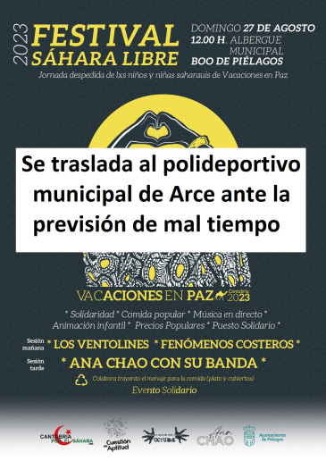 Cambio ubicación - Festival Sáhara ...