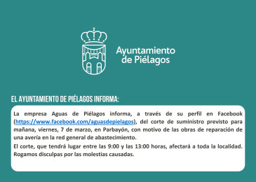 Aviso de corte de suministro de agua ...