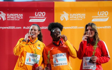 La atleta del Piélagos Andrea Njimi ...